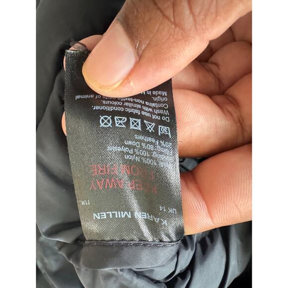 Karen Millen Black Down Puffer Coat Hooded Longline Jacket Women’s US 10 UK 14 - Picture 2 of 9